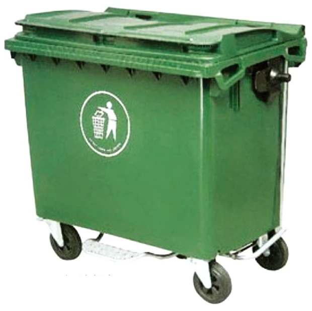 Eco-friendly 660L large mobile dustbin colored plastic pedal trash can Classified waste bin with wheels