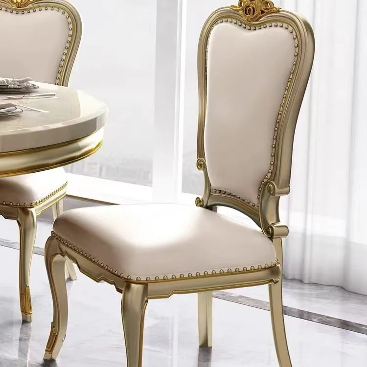 American light luxury dining table and chair combination solid wood European round table luxury high sense simple table