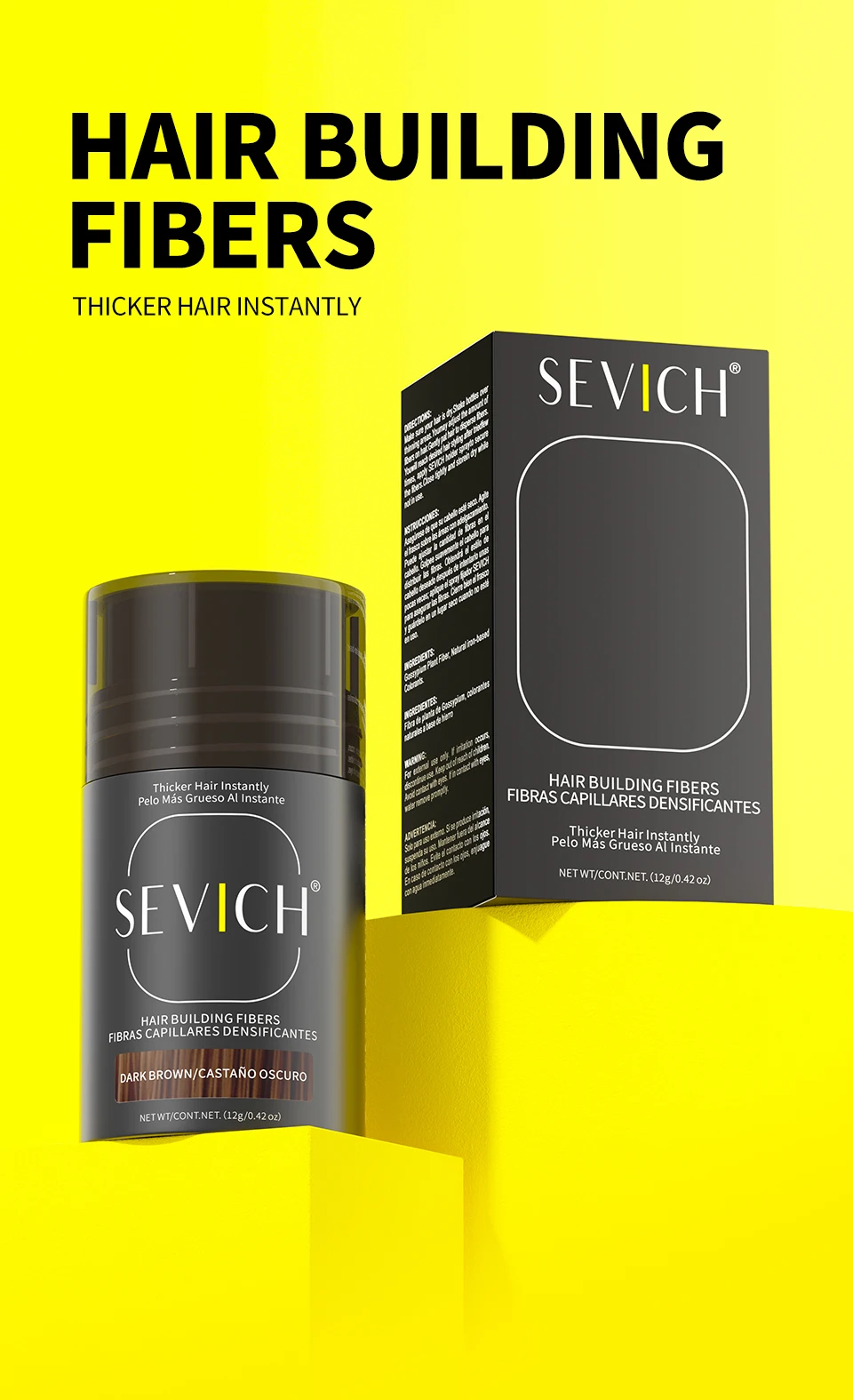 Sevich Haarverdichtungs-Faser-Set 12g Sofort-Haarwuchs-Verdickungspulver Dichtes Haarspray-Applikator Unisex Haarausfall-Produkte – Detail 3