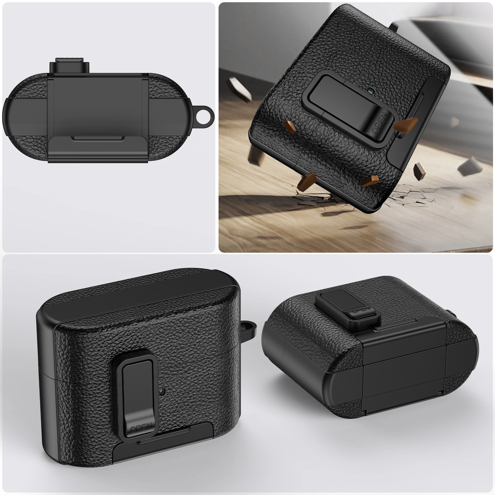 New Earphone Cover For sony WF-1000XM6 Protective Case With Secure Lock Invisible Phone Stand Leather Texture Protect Cover - view 4