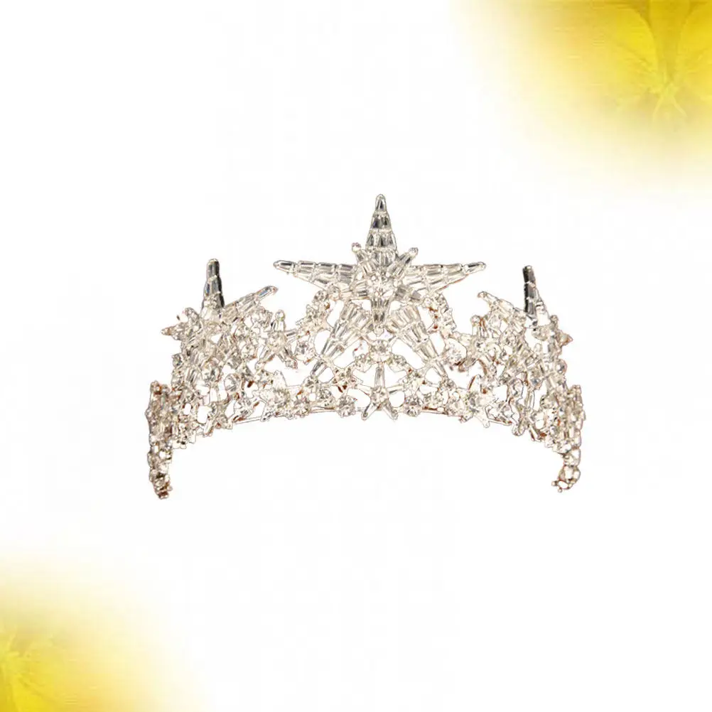 

Серебряная свадебная тиара Crystal Star: легкая корона для волос, украшение для невесты, аксессуар для свадебной вечеринки