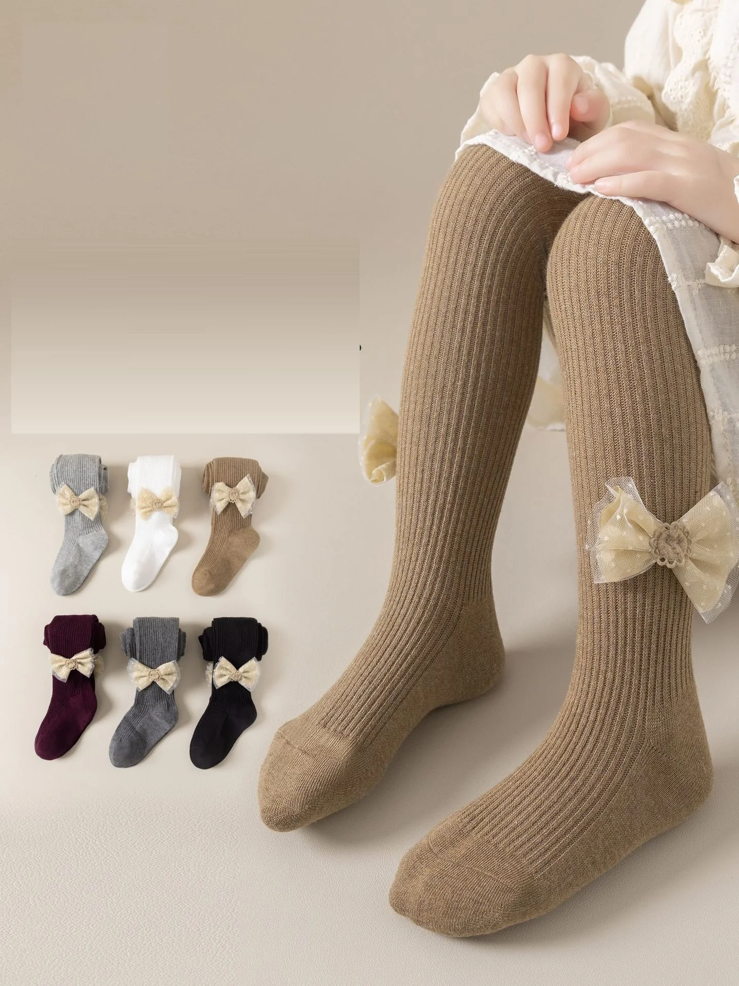 أطفال الجوارب الخريف الربيع 79% القطن فتاة صبي جميل الصلبة القوس طالب الأطفال جورب 0-10 سنة 1 زوج/الوحدة طفل جوارب طويلة #1