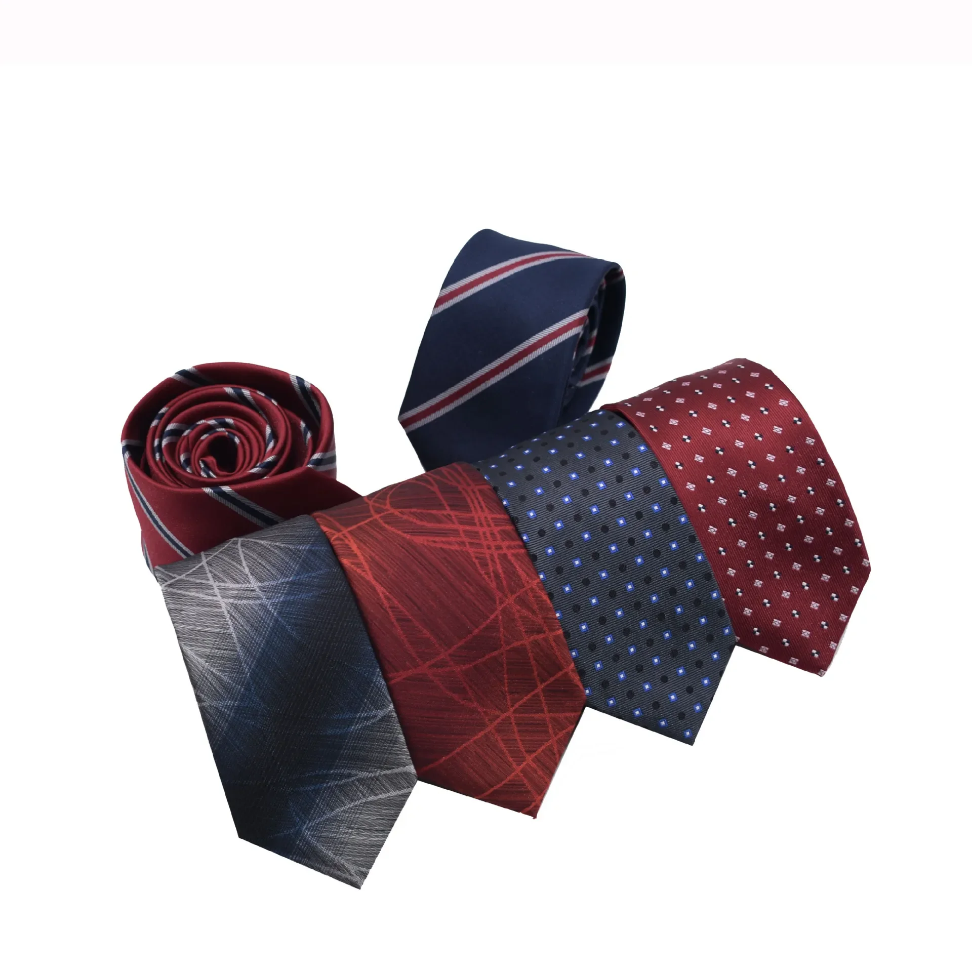 

In stock narrow edition men's tie 6cm Korean version polyester silk dark patterned group tie business tie