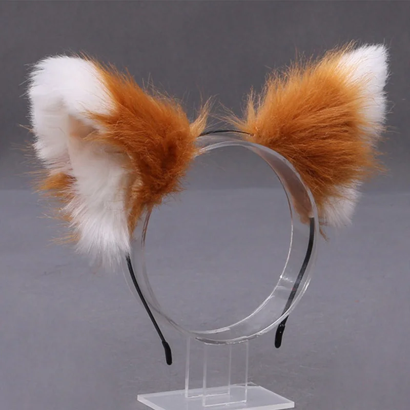 

New Fashion Faux Fox Fur Cat Ears Hair Hoop Hairband Accessories Christmas Halloween Party Lolita Cosplay Costume Headwear Props