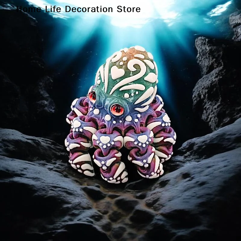 3D Printed Octopus Figurine With Articulated Flexible Tentacles Colorful Patterns For Home Decor Ocean Lovers Collection Gifts