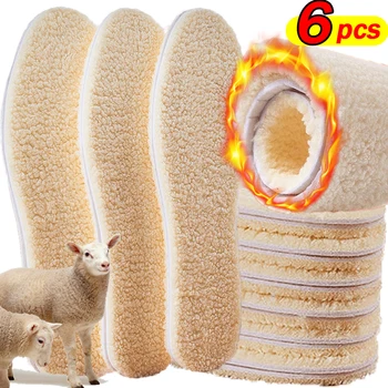 2/6 pçs inverno engrossar palmilhas quentes mulheres homens imitação de lã de cordeiro almofadas de sapato botas de neve macias estofamento à prova de frio inserções customáveis