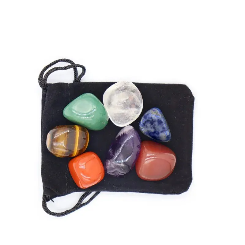 Pedra Natural Yoga Pedra Pulseira, Malha Bolso Tecelagem, DIY Fazer Jóias, Colar Pingente Acessório, Irregular, 20-30mm, 7Pcs por Conjunto