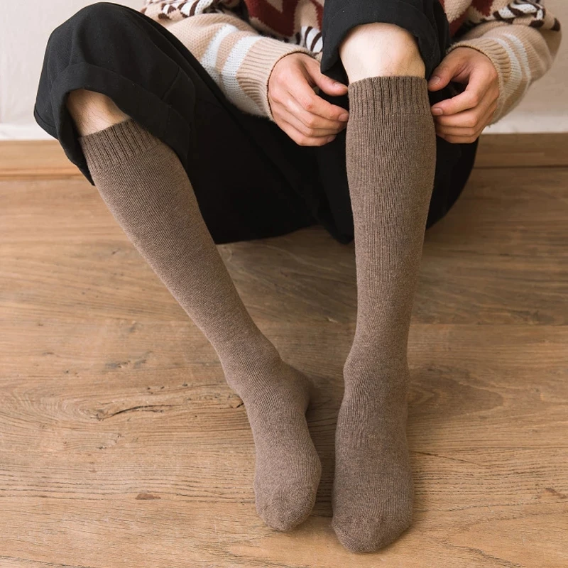 6 قطعة = 3 أزواج الرجال الشتاء جوارب ضغط الدافئة الساخن الركبة عالية طويلة الساق تيري الجوارب الدافئة رشاقته غطاء العجل الجوارب حجم 38-44 #4