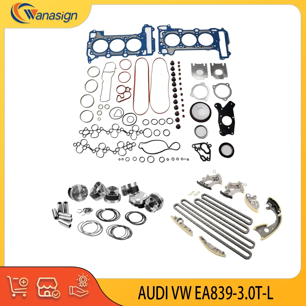 AUTO ENGINE PARTS Rebuild Overhaul Set For Porsche Audi S4 S5 B9 A6 Q7 EA839 3.0L 3.0T EV GAS MHEV DOHC 2017-2024