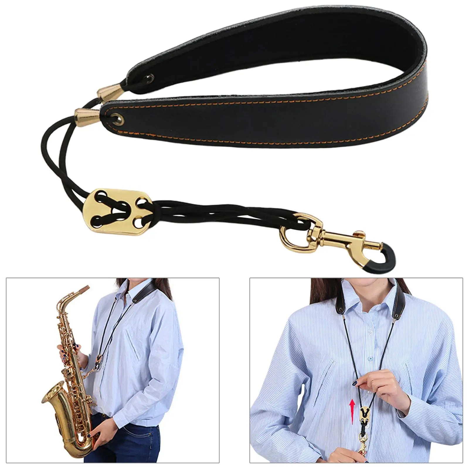 Leather Sax Neck Strap Adjustable Length Comfortable for Soprano Saxophone