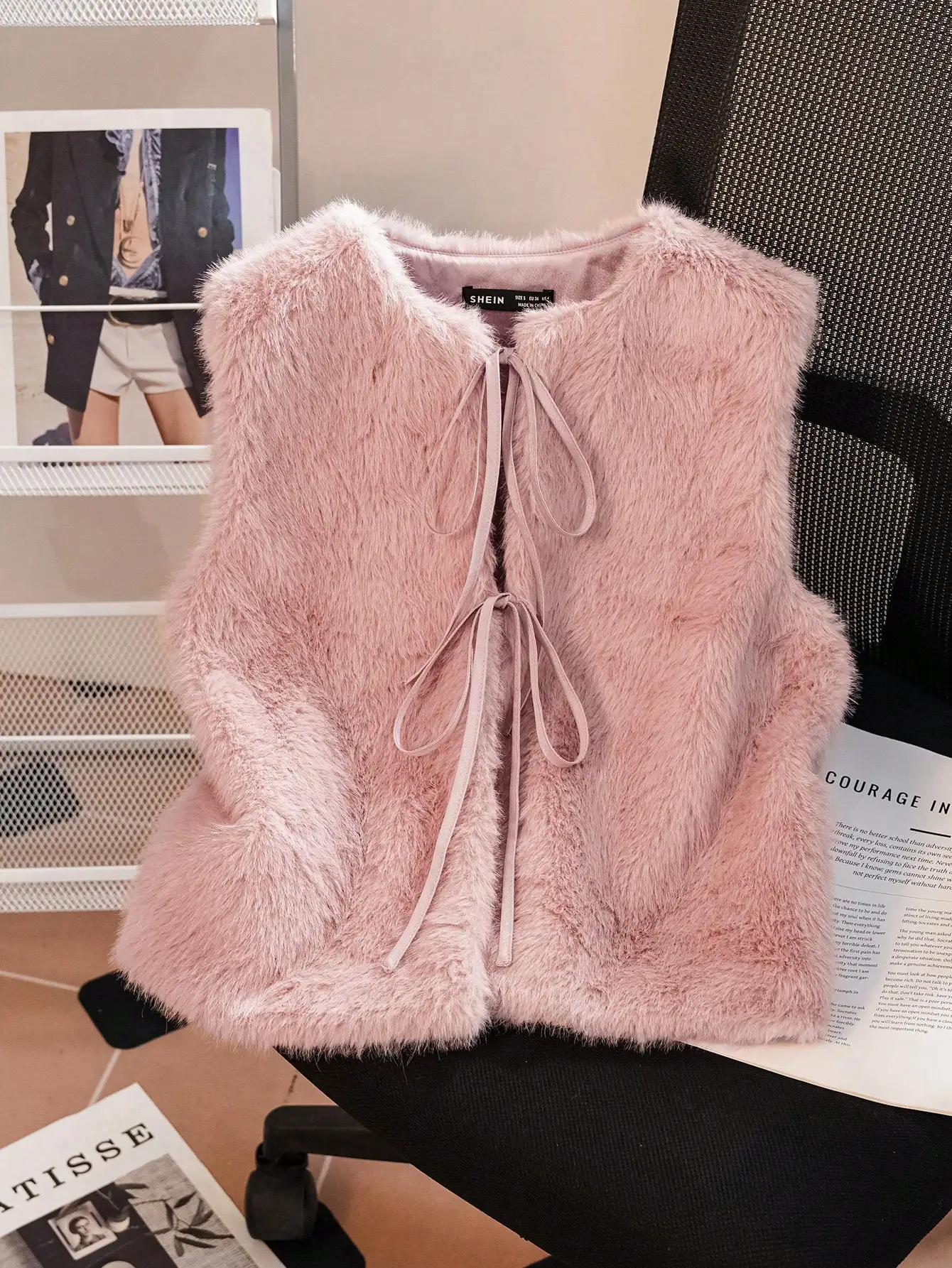 

Женская однотонная безрукавка с завязками спереди, пышная, для осени и зимы