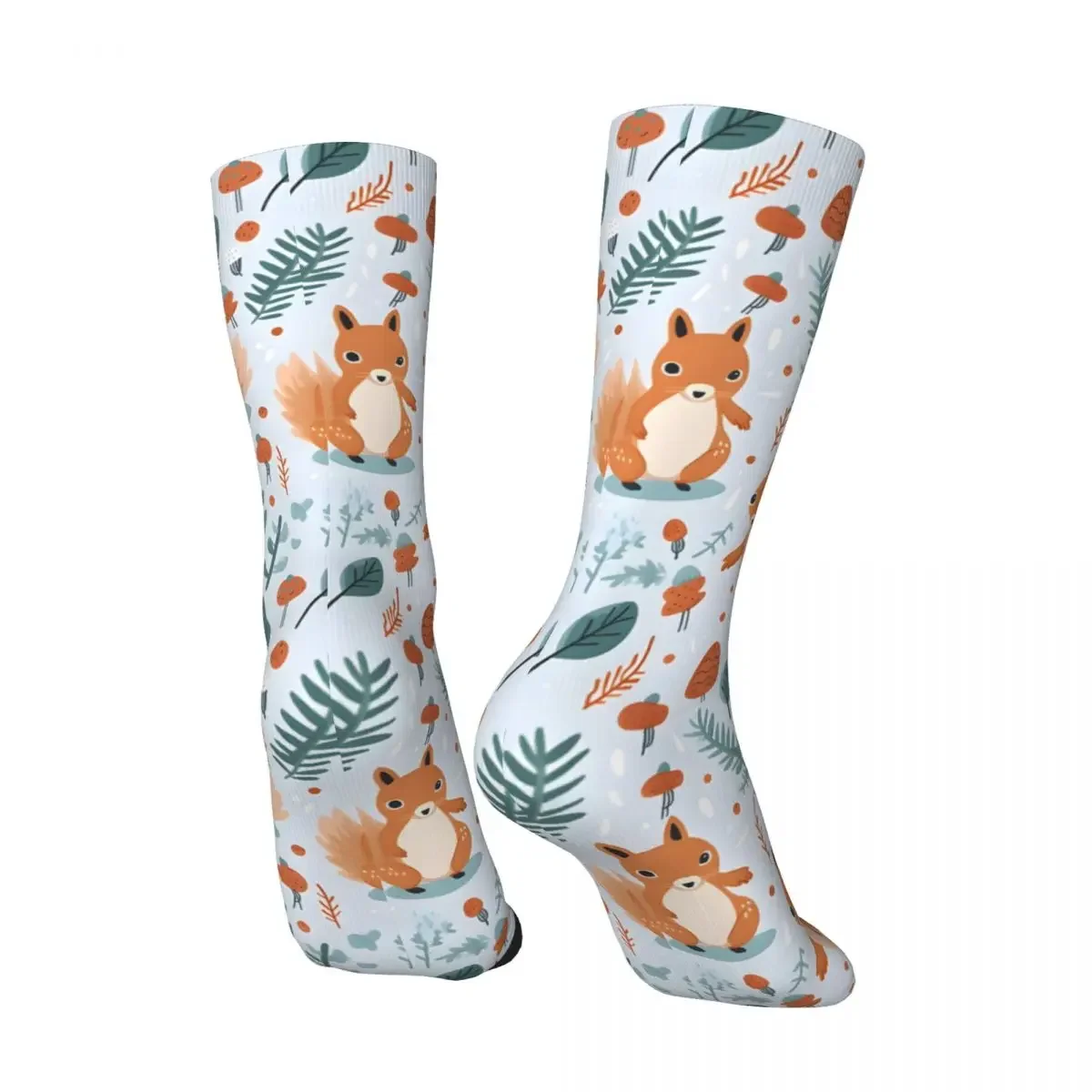 Squirrel Pattern #2 Abstract Forrest Men's Socks Vintage Harajuku Street Style Novelty Seamless Crew Sock