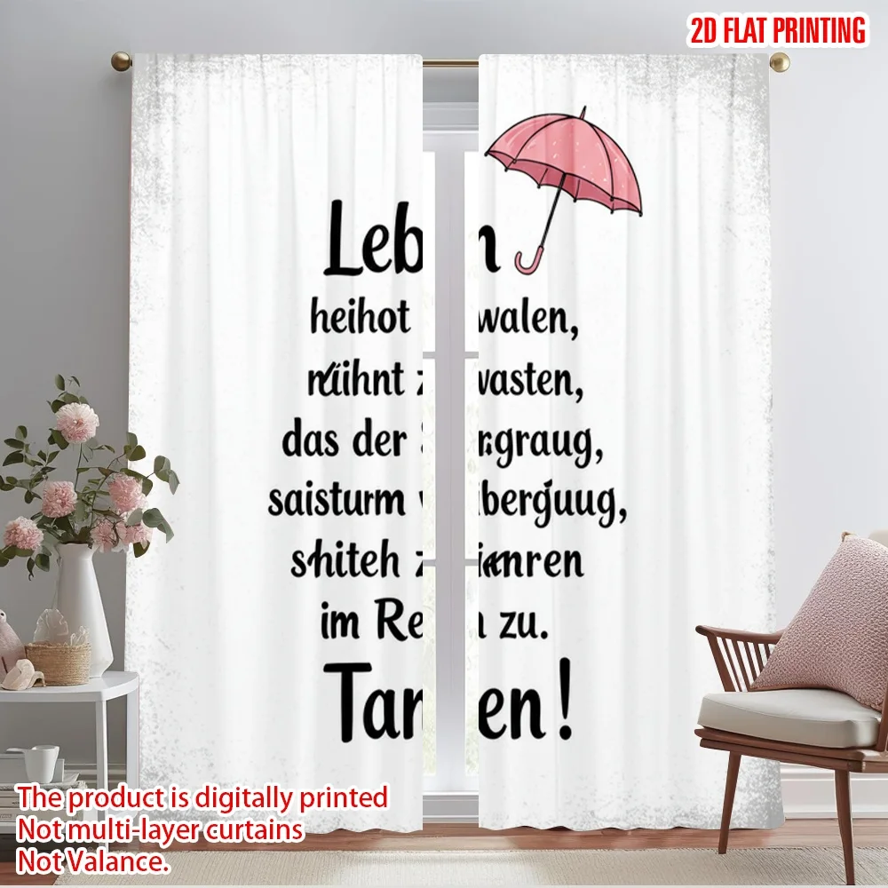 

2pcs 2D flat printing Scene Curtains Learn Dance Rain Umbrella Polyester Without Electricity Festive Wall Decor for Indoor