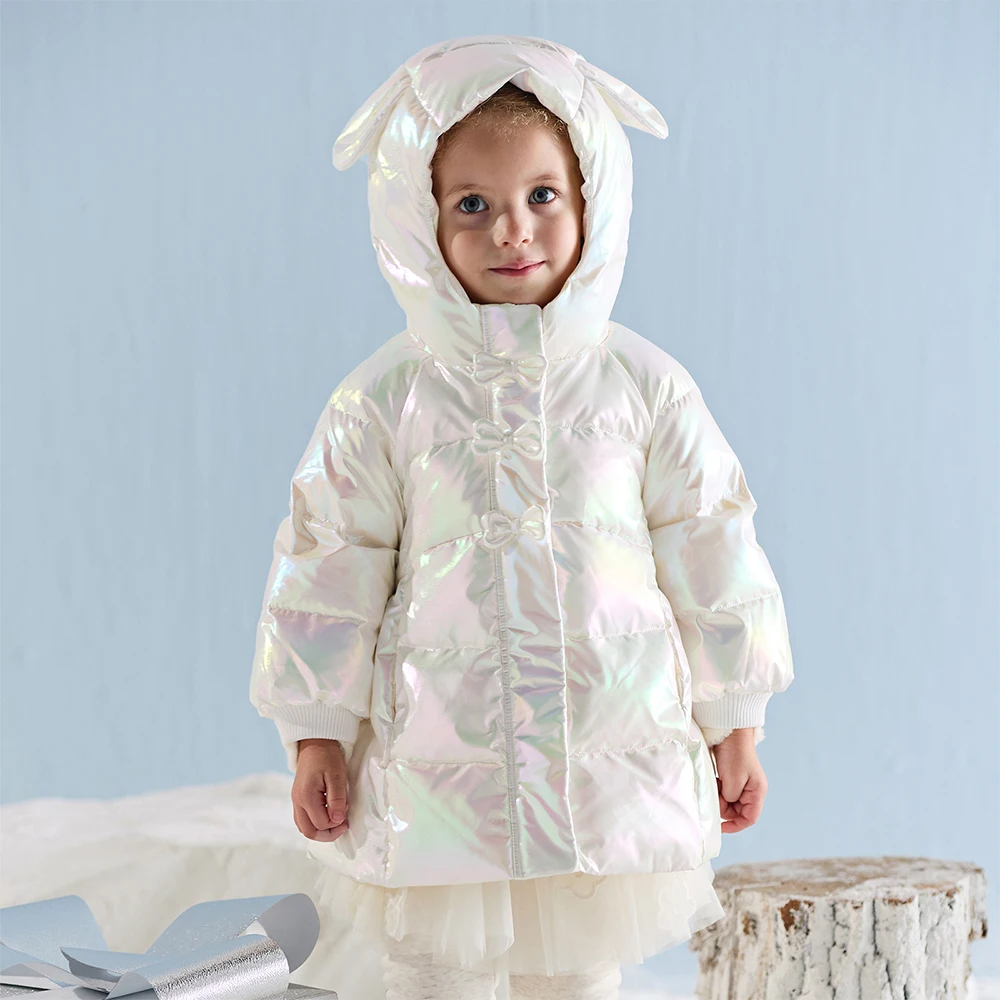 ديف بيلا الفتيات أسفل سترة الخريف الشتاء الأطفال المخملية رشاقته معطف الأبيض بطة أسفل ملابس خارجية ملابس الاطفال عادية DB4254792 #3