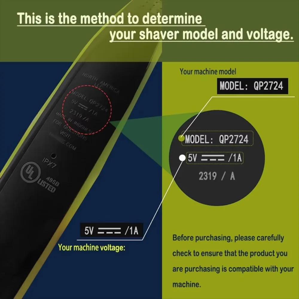 A78E-2Pcs 5V 1A USB Shaver Charger Cord for Philips QP2724 QP2834 QP1924 MG9520 Electric Shaver