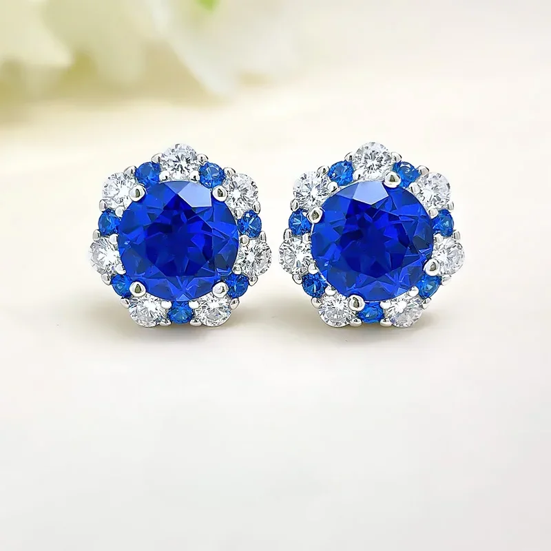 

Wholesale of 100% 925 Silver Earrings, Blue Diamonds, Colorful Small and Exquisite Wedding Jewelry