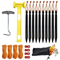 Juego de 20 Uds. De clavijas para tienda de campaña de aleación de aluminio de 18cm, estacas para clavos, accesorios para tienda de campaña y senderismo, incluye martillo de cuerda de viento, cable reflectante