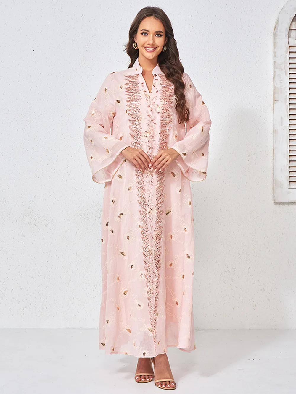 

Роскошная и комфортная новая женская абайя из Саудовской Аравии с вышивкой бисером, свободного кроя, в стиле Ближнего Востока, Дубай, для Рамадана, Марокко.