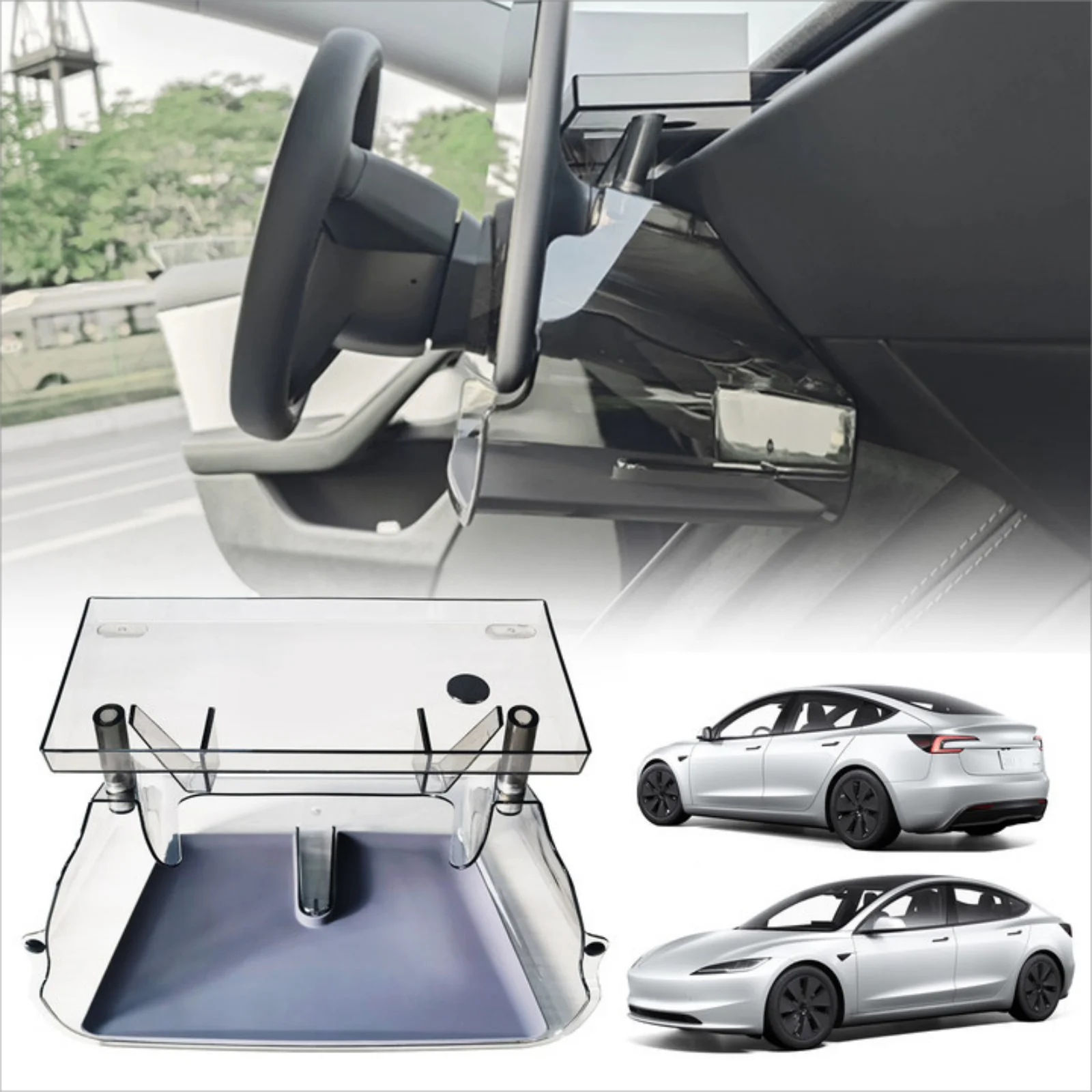 

Center Console Organizer Tray Magnetic Under Screen Storage Box Dashboard Organizer Holder Case For Tesla Model 3 Highland 2024