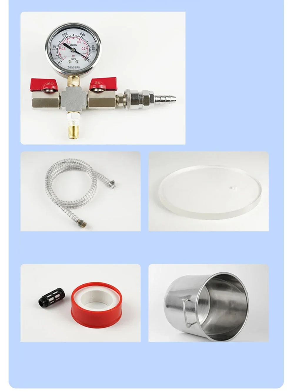 Industrial Vacuum Degassing Barrel Stainless Steel 6L Epoxy Resin Defoaming Tank with Negative Pressure Gauge Transparent Cover