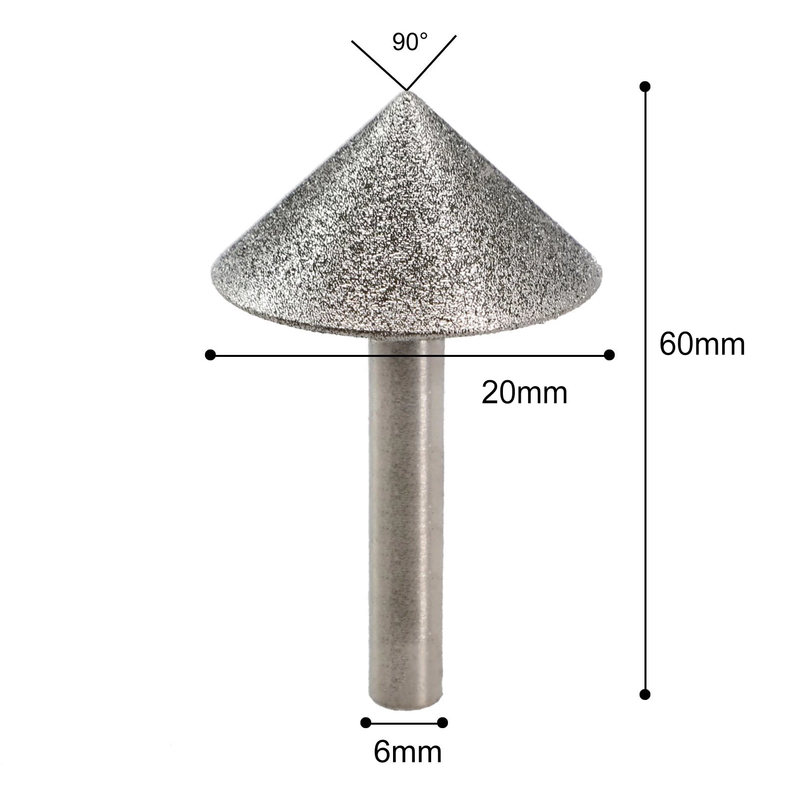 20-60mm 90 Degree Vacuum Brazed Countersink Chamfering Grinding Head Cone Bit For Stone Glass Ceramic Hole Drilling Tool