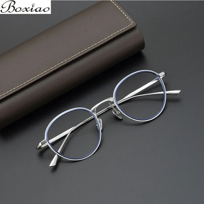 

Exquisite Niche Ultra Light Titanium Alloy Retro Large Frame Artistic Myopia Men's Round Frame Prescription Glasses