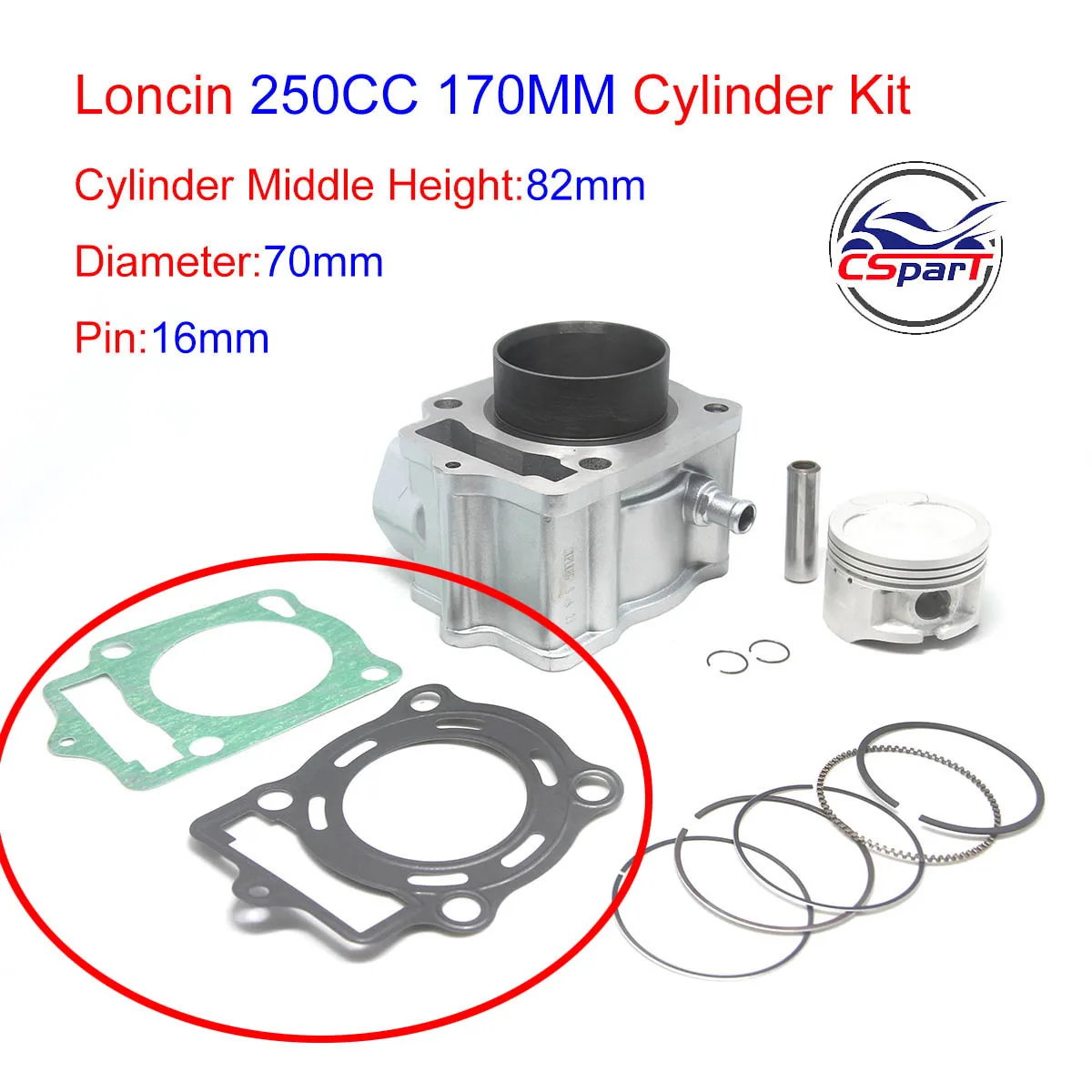 70MM uszczelka cylindra zestaw do Loncin ZongShen chłodzony wodą CB250 250CC 170MM Kaya Xmotos Apollo Tmax ATV Pit motor terenowy — zdjęcie 5