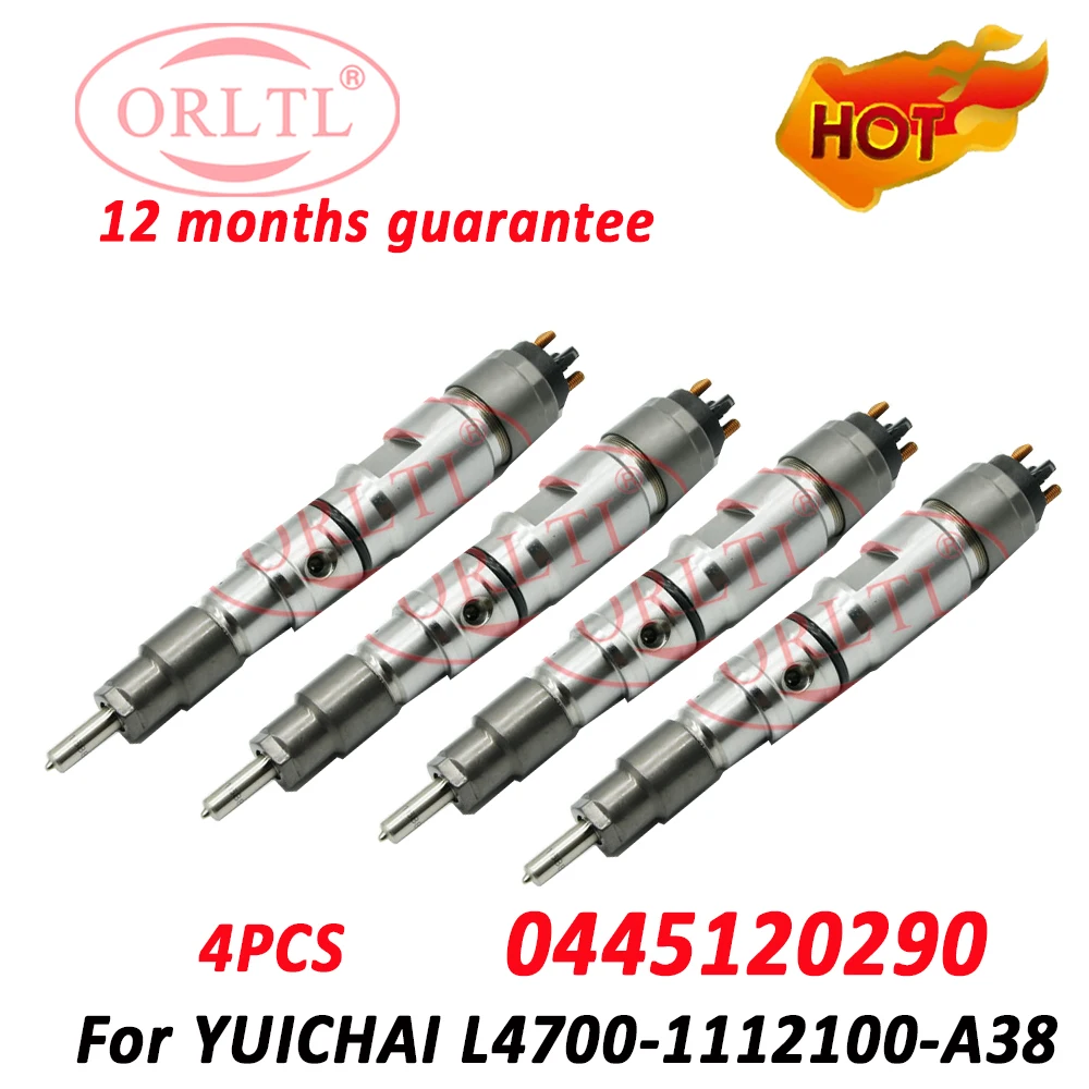 4PCS ORLTL 0 445 120 290 New Fuel Injection 0445120290 Common Rail Diesel Injector Assy 0445120156 For YUICHAI L4700-1112100-A38