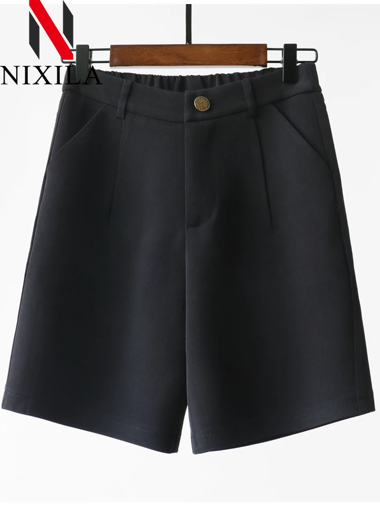 New in Summer Wide Leg Shorts for Women 2024 A Line Short Pants Office Lady Classic Loose Casual Zipper Elegant Women‘s Clothing