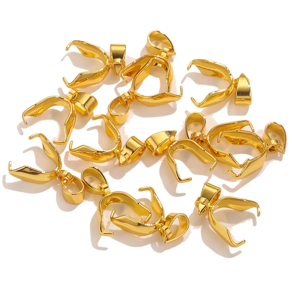 20pcs stainless steel Pendant Clasps Pinch Clip Bail Hooks Connector Steel Color Fermoir Connecteur Collier For Necklace DIY