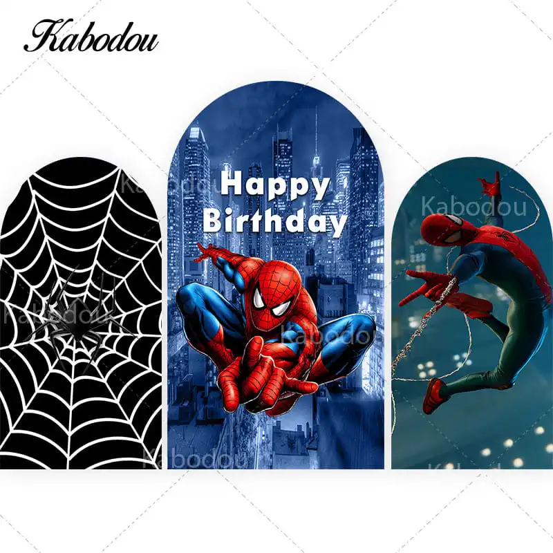 Marvel Spiderman Arch Backdrop Arched Wall Boys Birthday Party Disney SuperHero Theme Photography Background Photo Studio