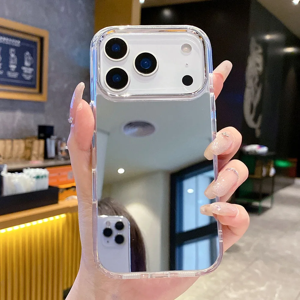 Luxury Plating Make Up Mirror Phone Case For iPhone 16 15 14 13 12 11 Pro Max XR X XS 17 17AIR 17 Pro Max Hard Acrylic Cover