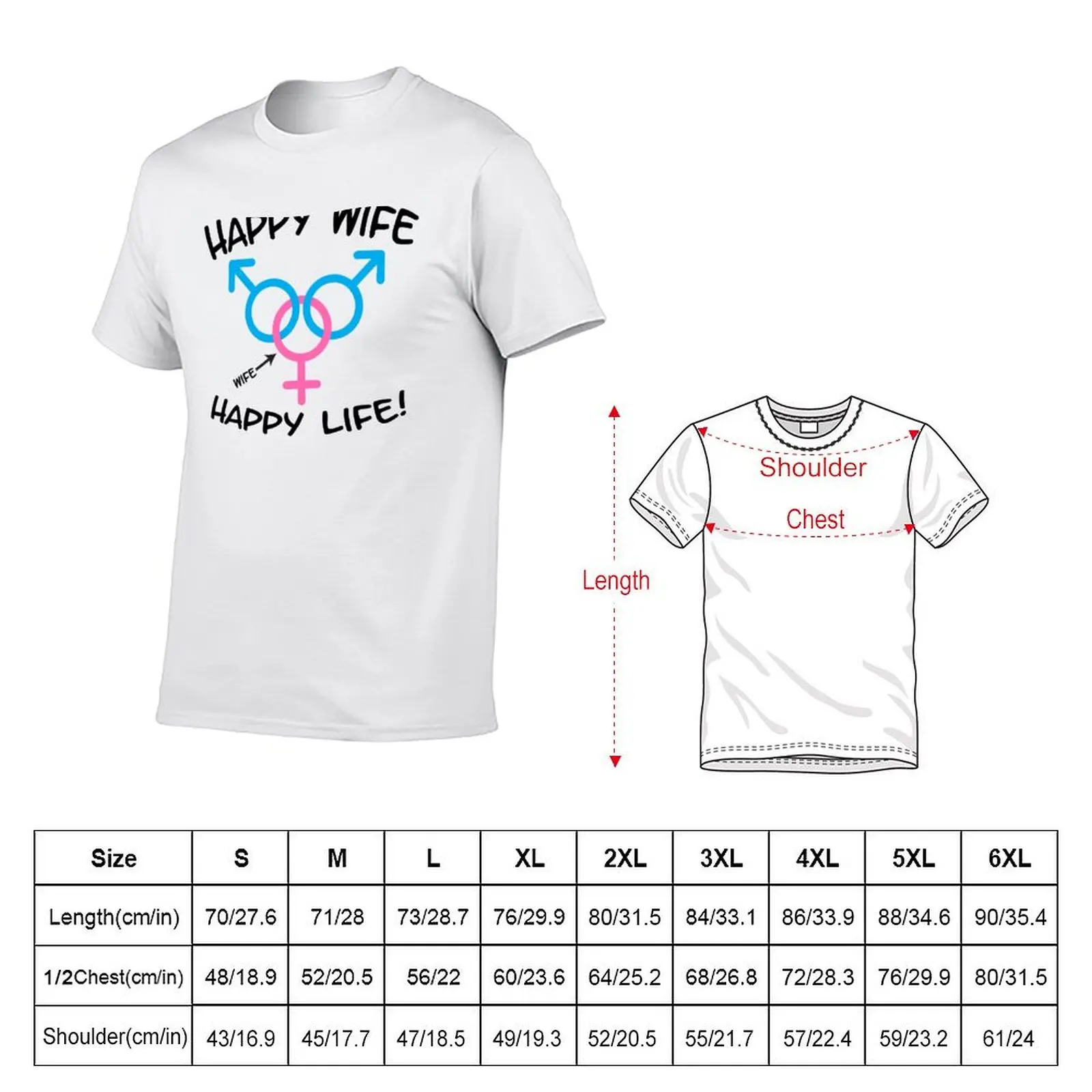 Happy Wife Happy Life Swinger MFM Threesome Swinger Lifestyle Design T-shirt tees sweat men clothing