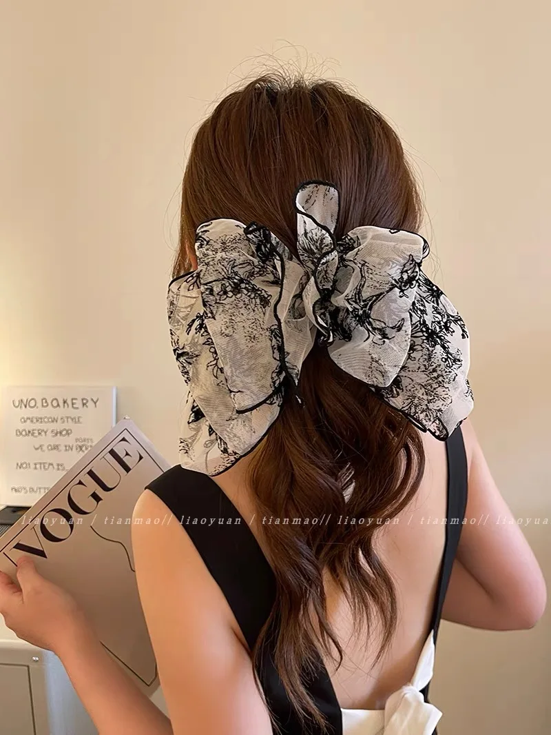 

Заколка для волос с большим кружевным бантом, вышитая лентой, в корейском стиле, для девочек, 1 шт.