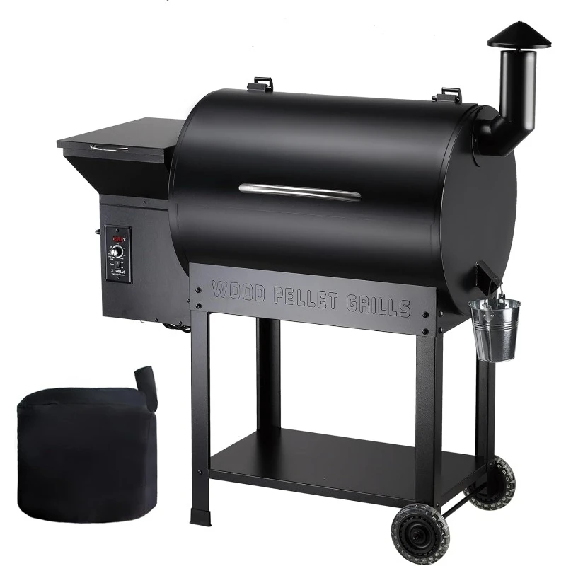 8-IN-1Pellet Smoker Grill PID Control,Rain Cover,700 Sq.in Cooking Area for Outdoor BBQ,Accurate Temperature Control