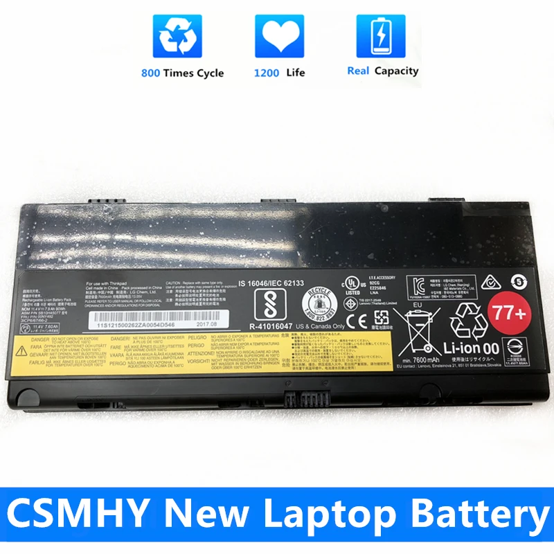 

CSMHY New 77+ Laptop Battery For Lenovo Thinkpad P50 P51 P52 Series 01AV477 01AV495 01AV496 L17M6P51 11.4V 90Wh