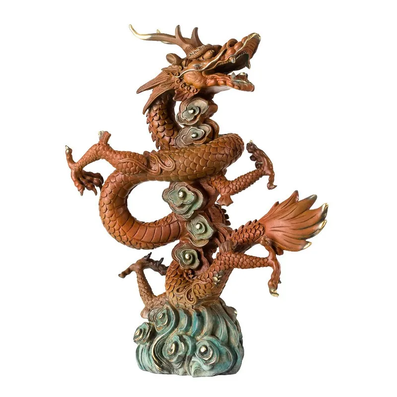 Brass five-clawed golden dragon green dragon zodiac ornament living room entrance home office decoration