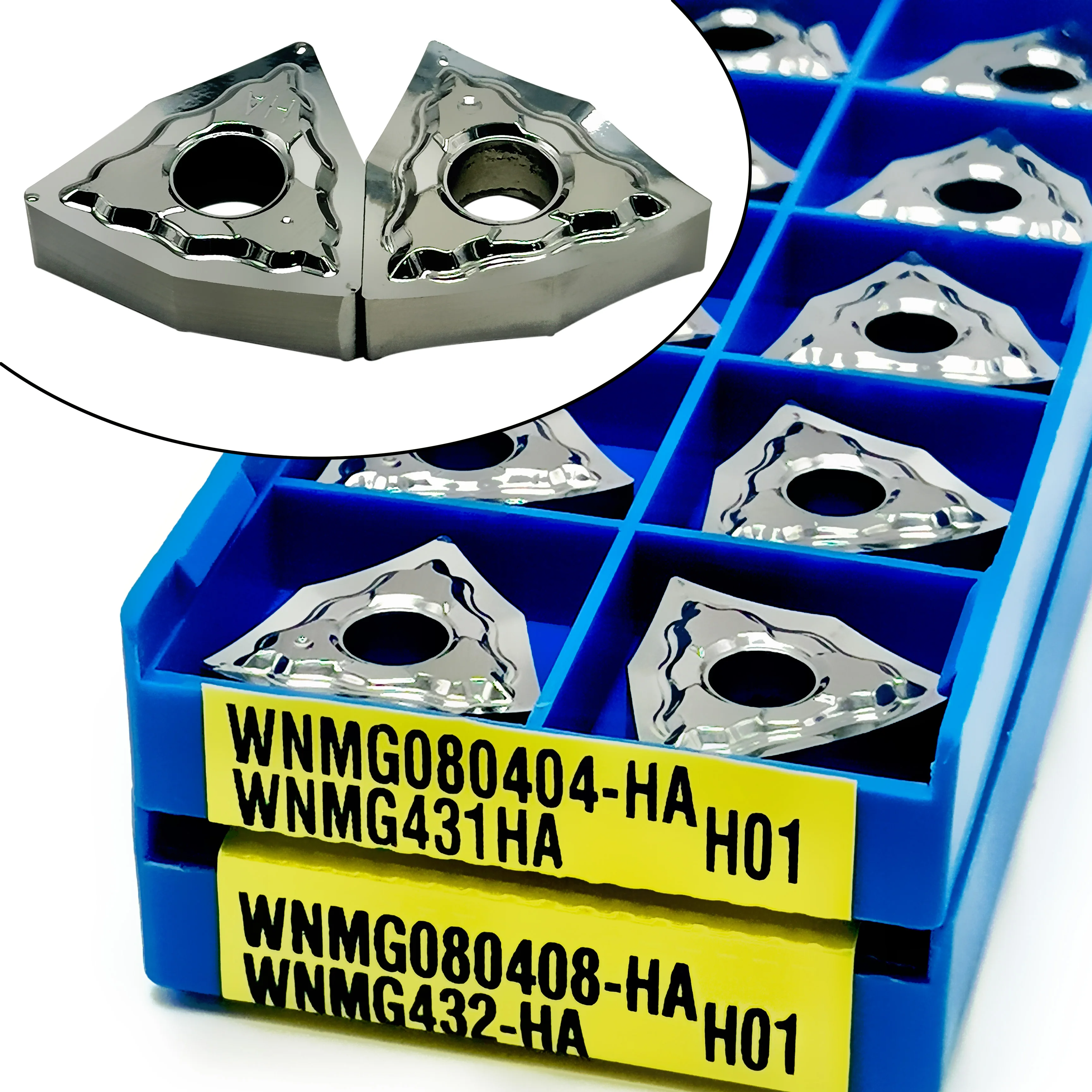 

WNMG080404 WNMG080408 HA H01 Premium Carbide Inserts WNMG 080404/080408 External Turning CNC Lathe Tool for Aluminum