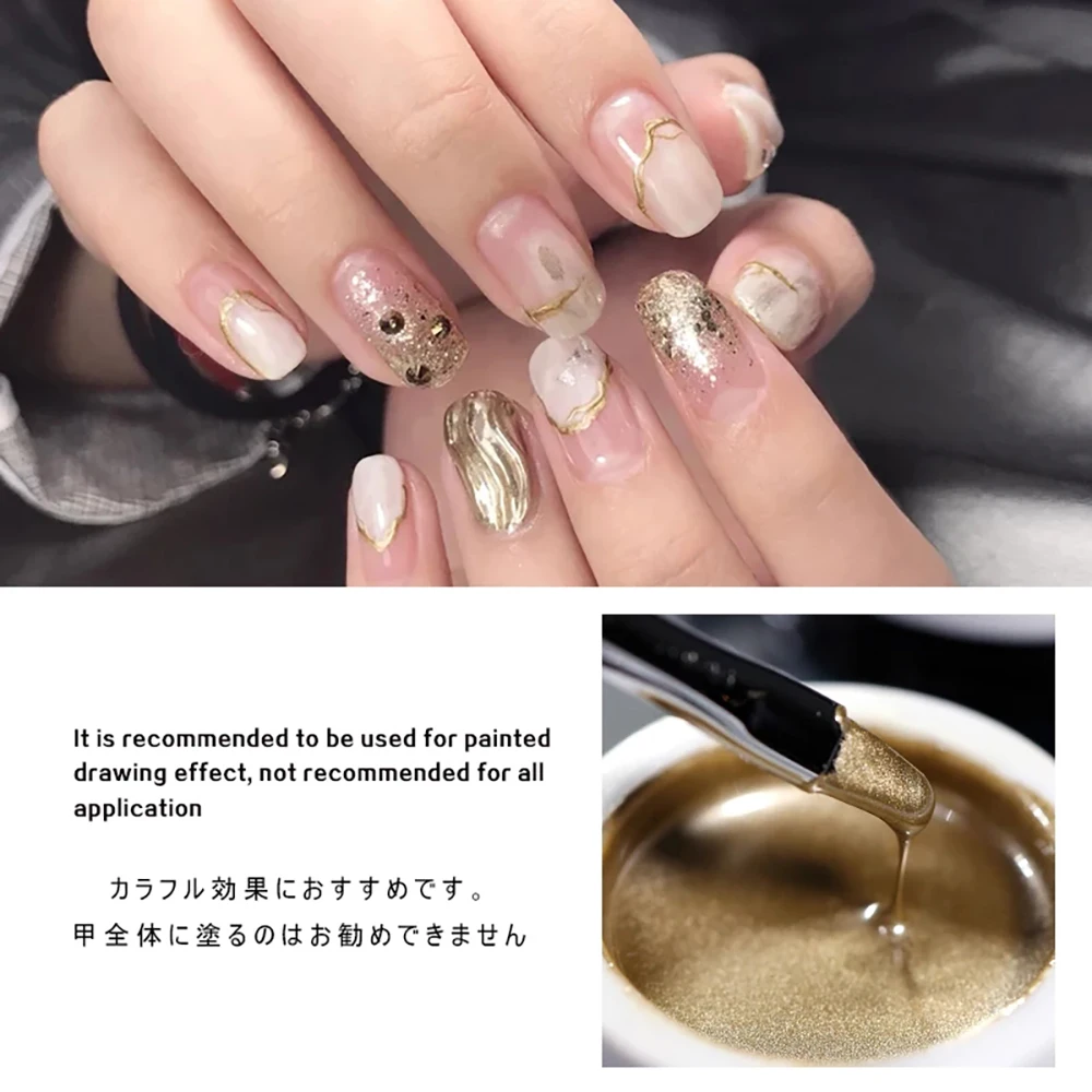 Vendeeni 10G Metallic Schilderen Gel Nagellak Uv Soak Off Gel Varnish Bloem Tekening Lijn Rose Goud Zilver Glitter gel Lak