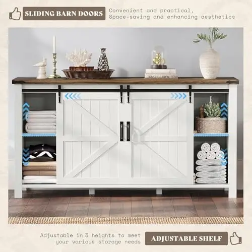 3-Piece White Bedroom Set with 4-Drawer Dresser & 2 Nightstands | Distressed White, Farmhouse Furniture Set, Sliding - view 5