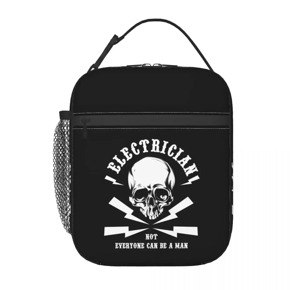 Funny Electrician Skull  Resuable Lunch Box Multifunction Electrical Engineer Lineman Cooler Thermal Food Insulated Lunch Bag