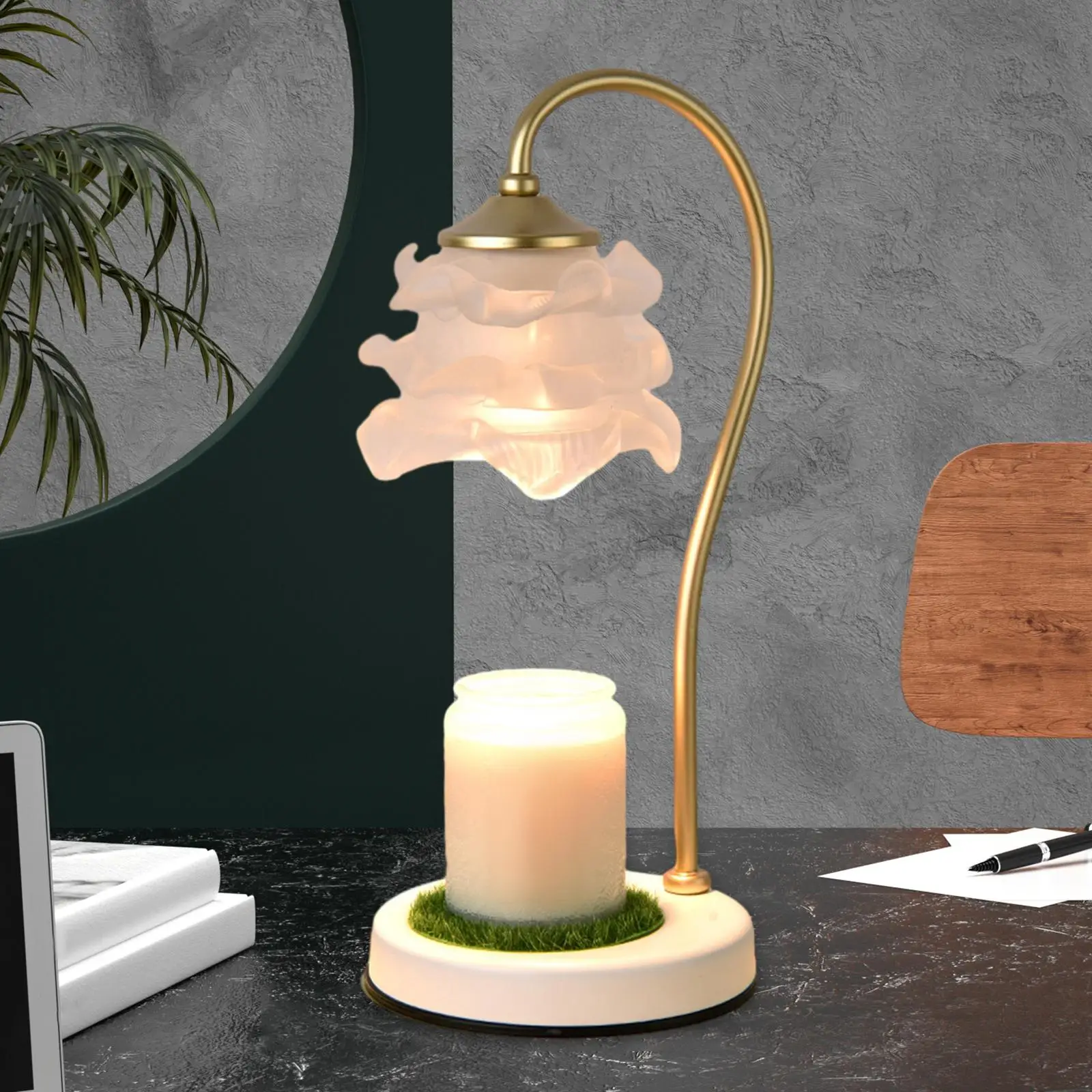 

Candle Warmer Lamp Retro Adjustable Portable Melting Candle Lamp Birthday Gift Electric for Study Room Spa Living Room Desk