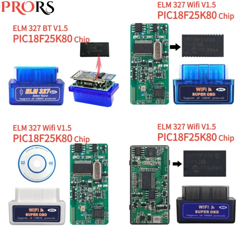 

NEW ELM327 V1.5 Bluetooth/Wifi-Compatible PIC18F25K80 Chip ELM 327 V1.5 OBD2 Diagnostic Tool Diagnostic Tool Works on Android/PC