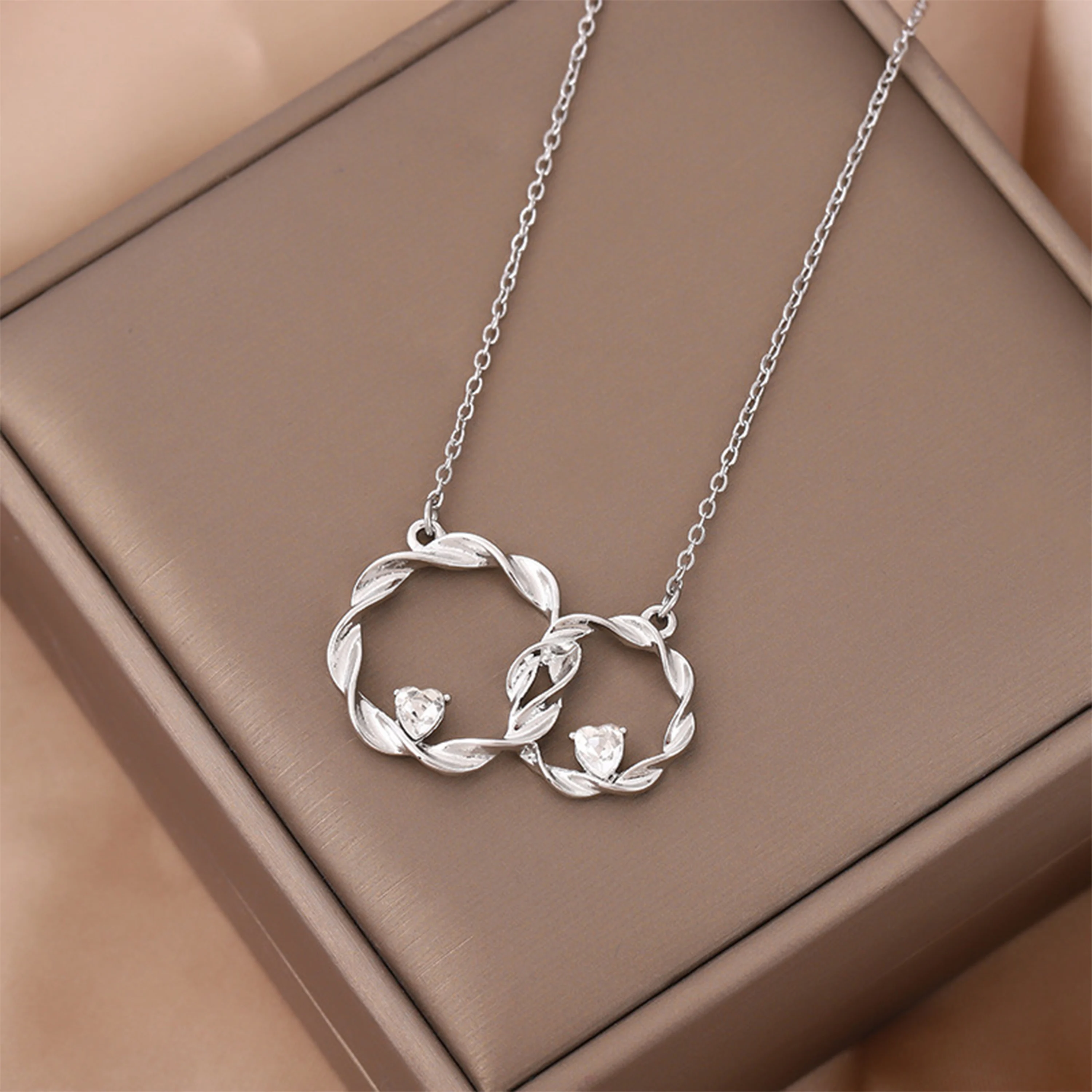 Interlocking Ring Pendant Necklace,