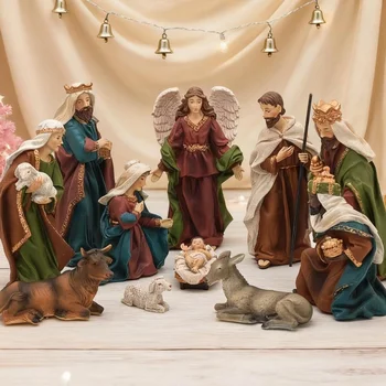 Realistic 11 Piece 18.5cm Figurine Set For Christmas Religious Nativity Scene Home Church…