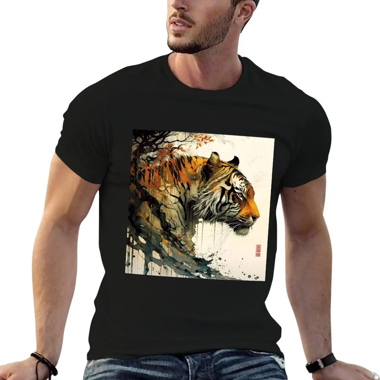 Asian Tiger T-Shirt graphic shirts sports fans men clothings