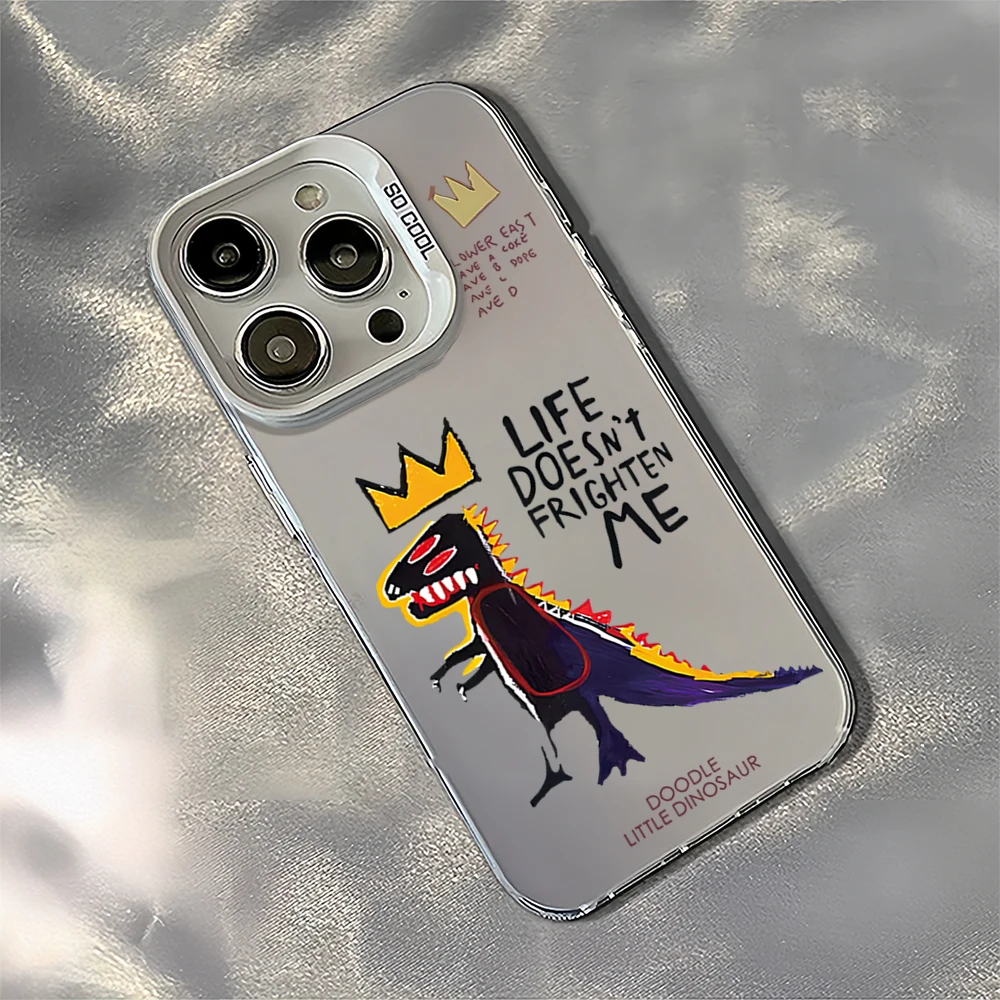 J-Jean-M-Michel B-BasquiatS Art Laser Phone Case for iPhone 12 11 13 14 15 16 Max Pro Plus IMD Shockproof Silicone Coque