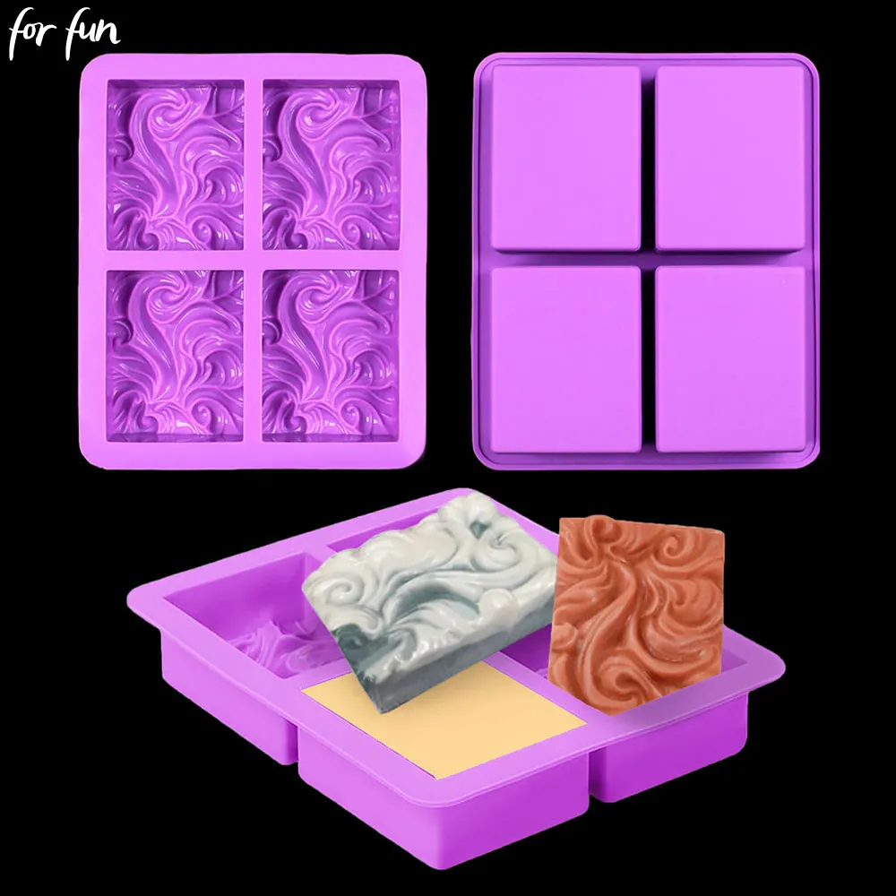 For Fun Wave Flower Square Handmade Soap Silicone Molds Cake Baking Mold DIY Aromatherapy Gypsum Essential Oil Soap Mold