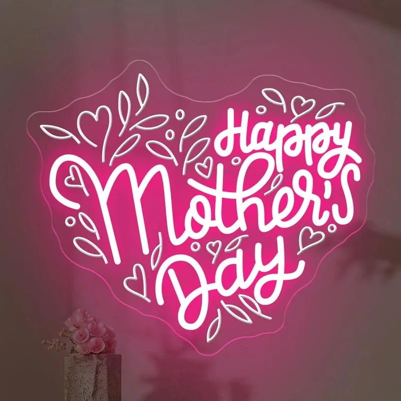 

Happy Mother's Day LED Neon Sign Dimmable USB Wall Light Art Decor Night Light Mothers Day Party Bedroom Home Decor Holiday Gift