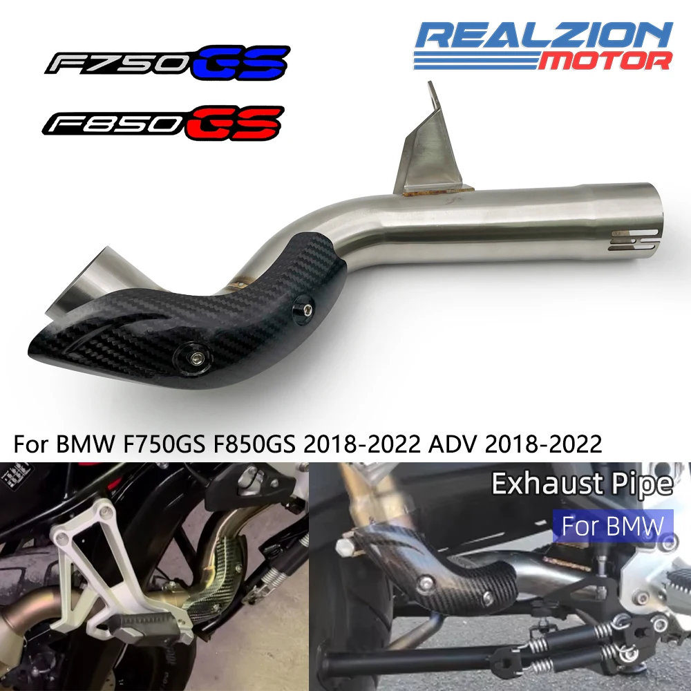 

REALZION F750 850 GS Exhaust Pipe With Anti-Scald Cover Motorcycle Slip-On Link Middle Pipe For BMW F750GS F850GS ADV 2018-2022